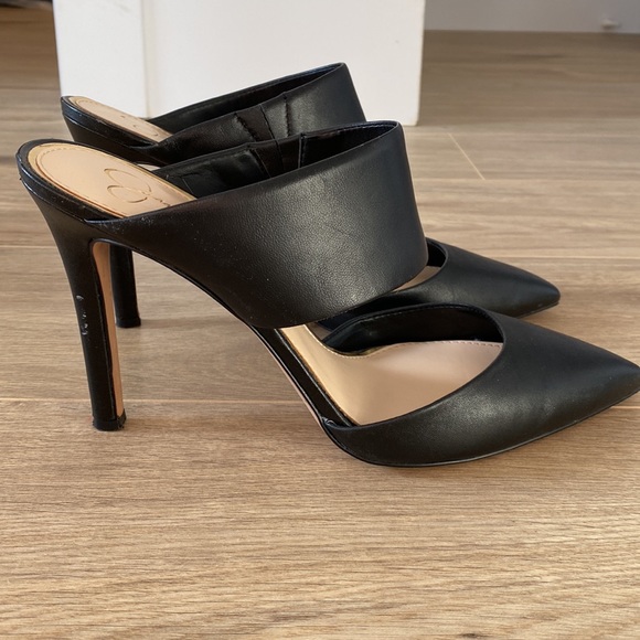 Jessica Simpson Shoes - Jessica Simpson black leather heeled mules - never worn
